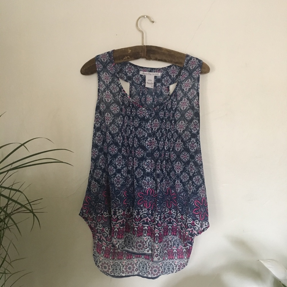 AMERICAN RAG CIE Semi-sheer floral tank